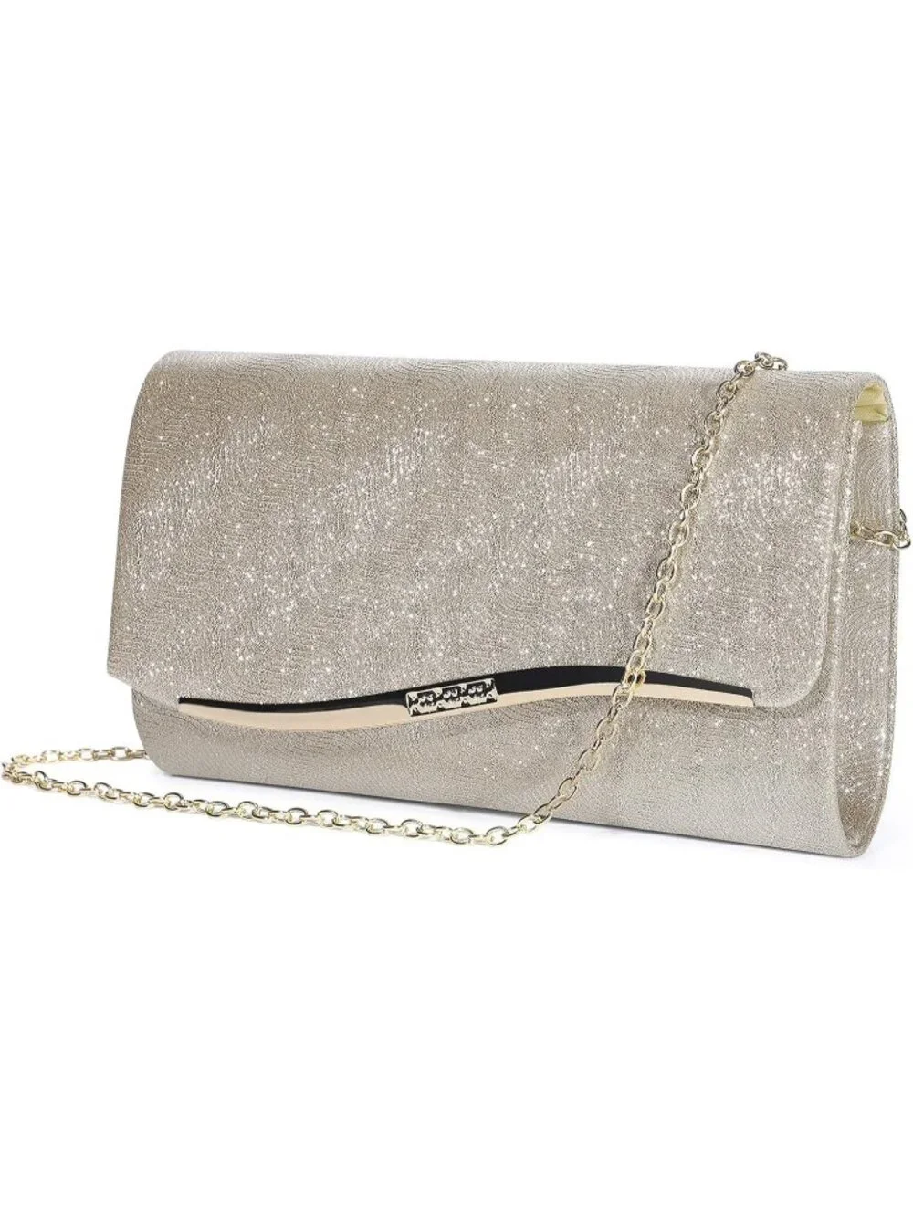 Women's Gold C Clutch Purse Formal Evening Bag Wedding Party Handbag